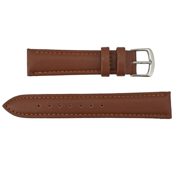 18mm Vegan Brown Microfiber Watch Band 7 1/2 Inch Length