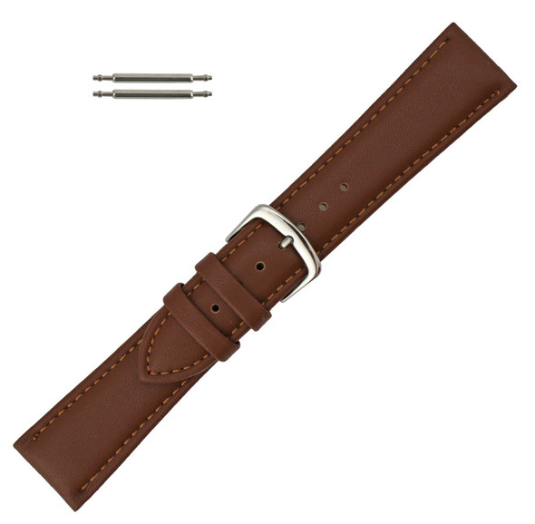 20mm Vegan Brown Microfiber Watch Band 7 1/2 Inch Length