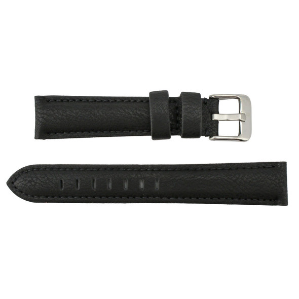 18mm Vegan Black Microfiber Watch Band 7 3/4 Inch Length