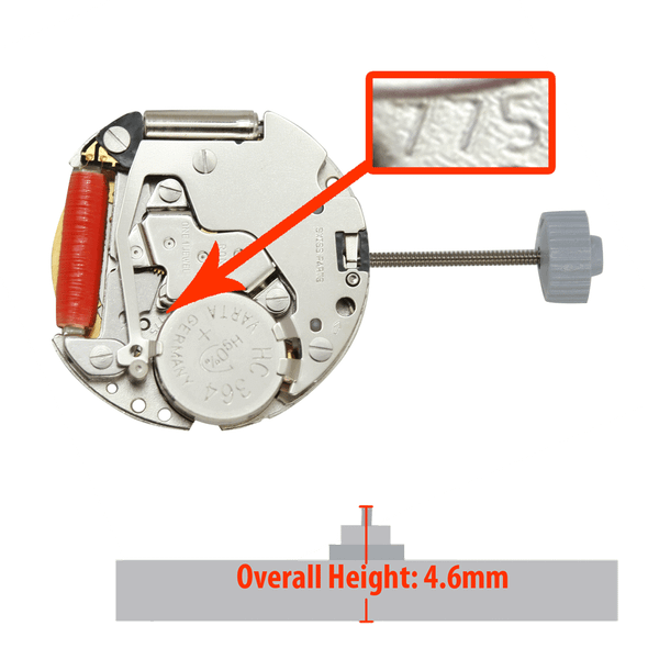  Harley Ronda 3 Hand Quartz Watch Movement HQ775 HCP Date At 6:00 Overall Height 4.6mm