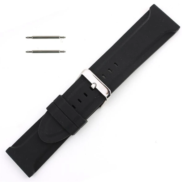 Black Silicone Watch Band 30mm Rubber Strap 8 Inch Length