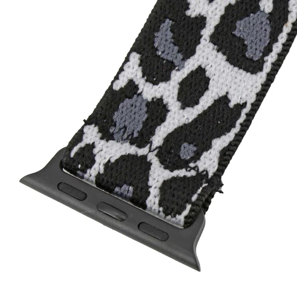 White Leopard Print Elastic Nylon Watch Band Made to Fit 42mm Apple® Watch