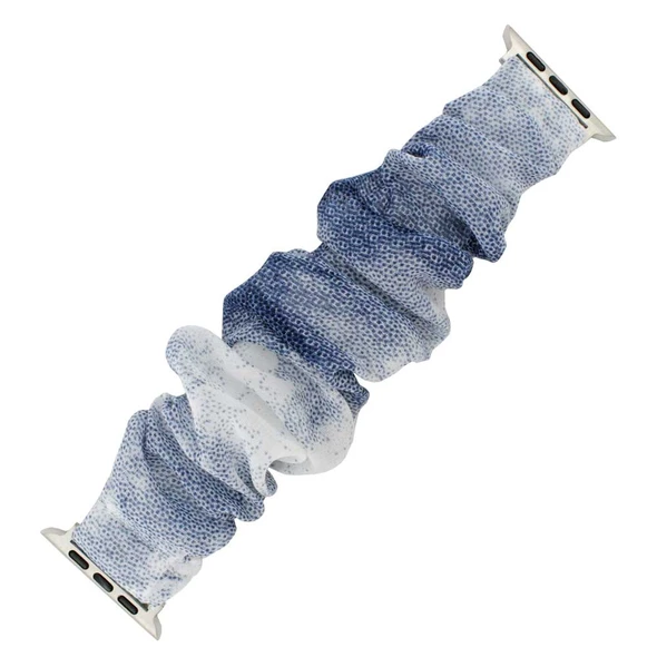 Blue Elastic Scrunchie Style Watch Band Made to Fit 42mm Apple® Watch