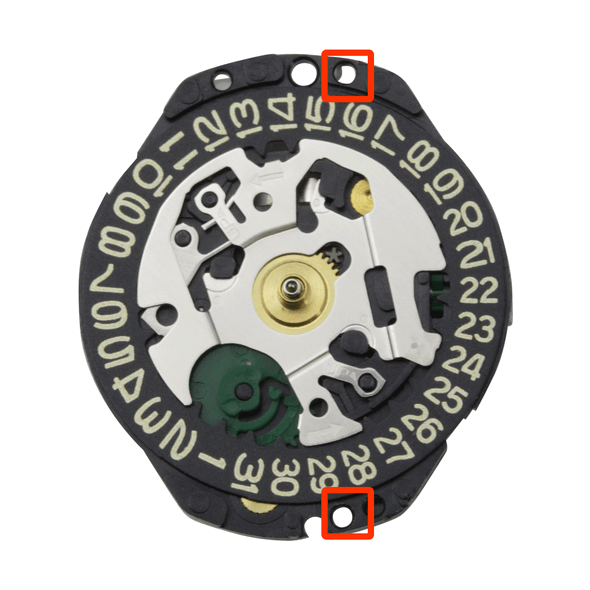 Hattori Japan 3 Hand Quartz Watch Movement V782B Black Date With Yellow Numbers At 3:00 Overall Height 4.1mm