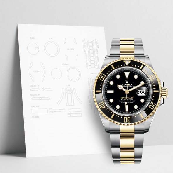 Anti Scratch Watch Shells™ Protective Film for Rolex® Sea Dweller 126603 Premium Package