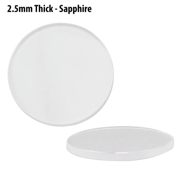 Round Flat Sapphire Watch Crystal 2.5mm Thick