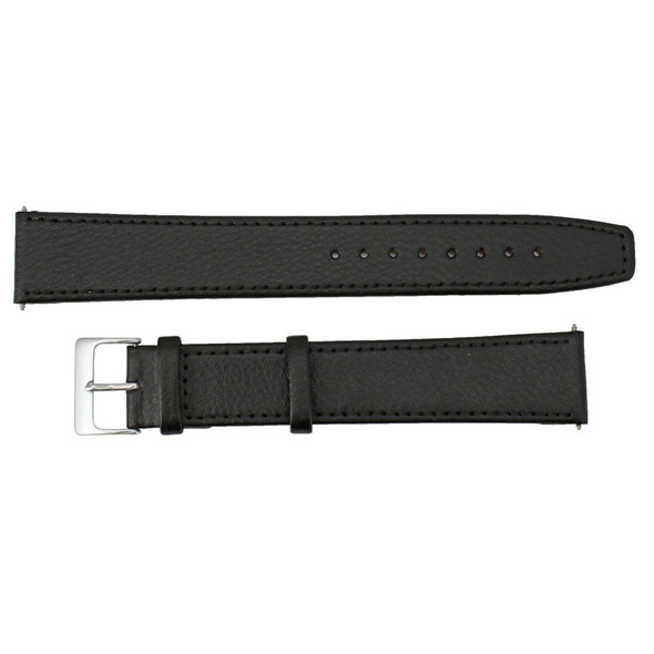 Leather Watch Band 22mm Extra Long Black Classic Calf 10 1/1 Inch Length