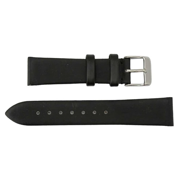 Hadley Roma 16mm Black Leather Watch Band Satin Finish Calf 6 5/8 Inch Length