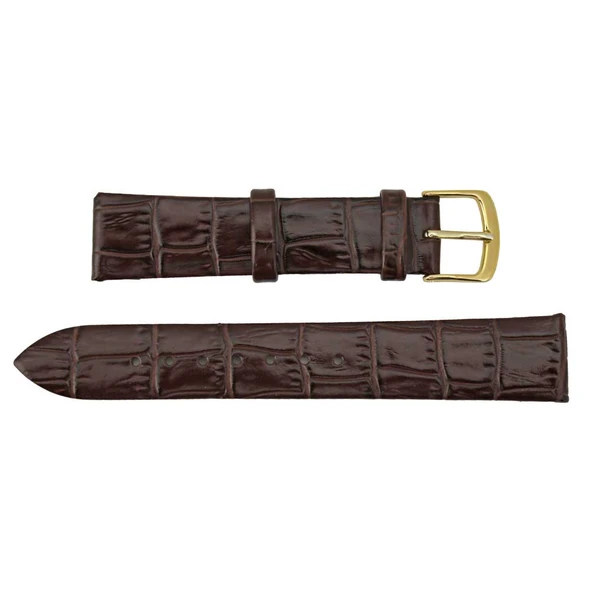 Hadley Roma 16mm Alligator Grain Brown Leather Watch Band 7 1/4 Inch Length