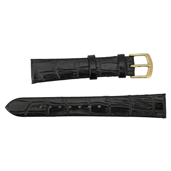  Hadley Roma 18mm Alligator Grain Black Leather Watch Band 7 1/4 Inch Length