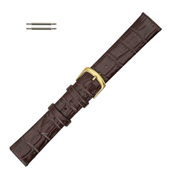 Hadley Roma 18mm Alligator Grain Brown Leather Watch Band 7 1/4 Inch Length