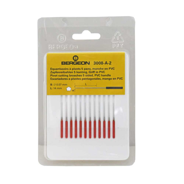 Bergeon 3008 Pivot Cutting Broach Set 12 Broaches .07mm