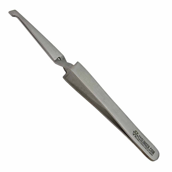 Bent Tip Cross Locking Tweezer 5 Inch with Serrated Tips
