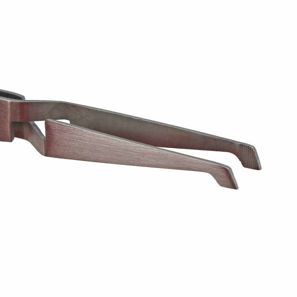 Bent Tip Cross Locking Tweezer 5 Inch with Serrated Tips