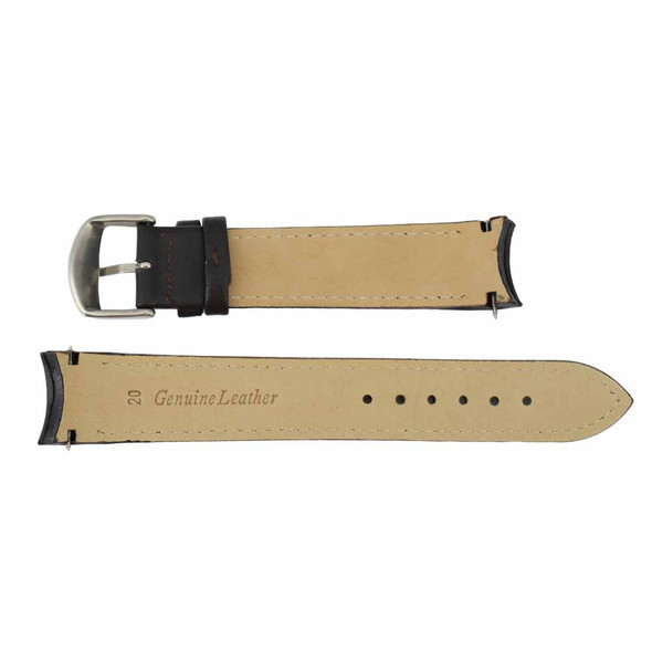 Leather Watch Band 18mm Curved Brown Classic Calf 7 3/8 Inch Length