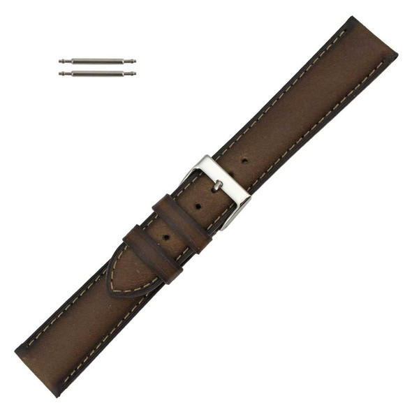 Watch Band 22mm Classic Calf Dark Brown Leather 7 7/8 Inch Length