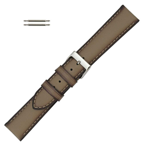 Watch Band 22mm Classic Calf Grey Leather 7 7/8 Inch Length