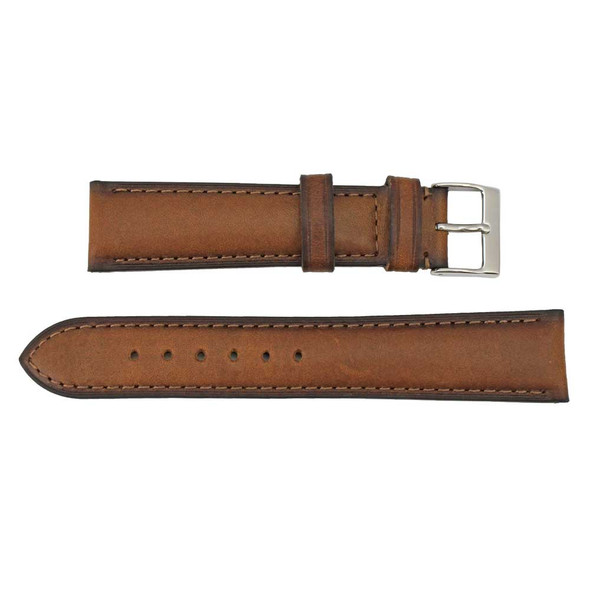 Watch Band 22mm Classic Calf Brown Leather 7 7/8 Inch Length
