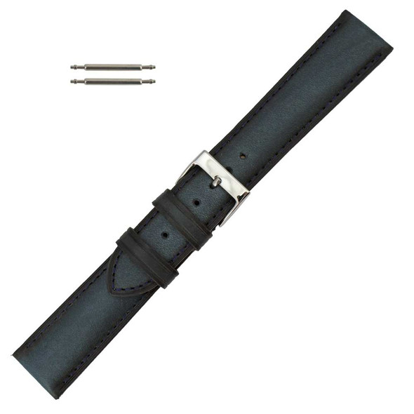 Watch Band 18mm Classic Calf Blue Leather 7 7/8 Inch Length