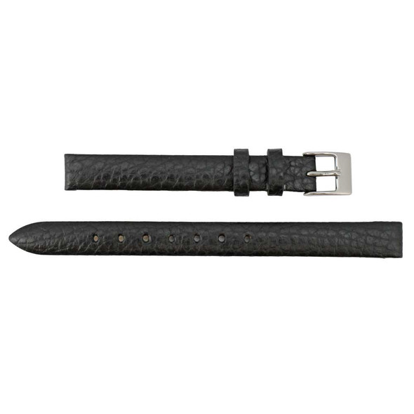 Watch Band 10mm Black Crushed Leather Calf Style 7 1/8 Inch Length