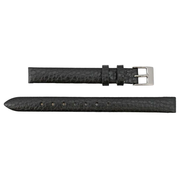 14mm Calf Leather Watch Band Black Crushed Style 7 1/8 Inch Length