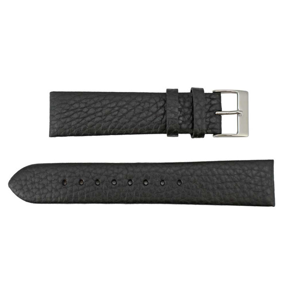 Crushed Leather Watch Band 18mm Black Calf 7 1/2 Inch Length