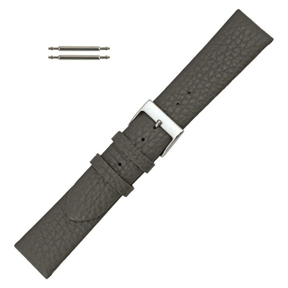 Crushed Leather Watch Band 18mm Grey Calf 7 1/2 Inch Length