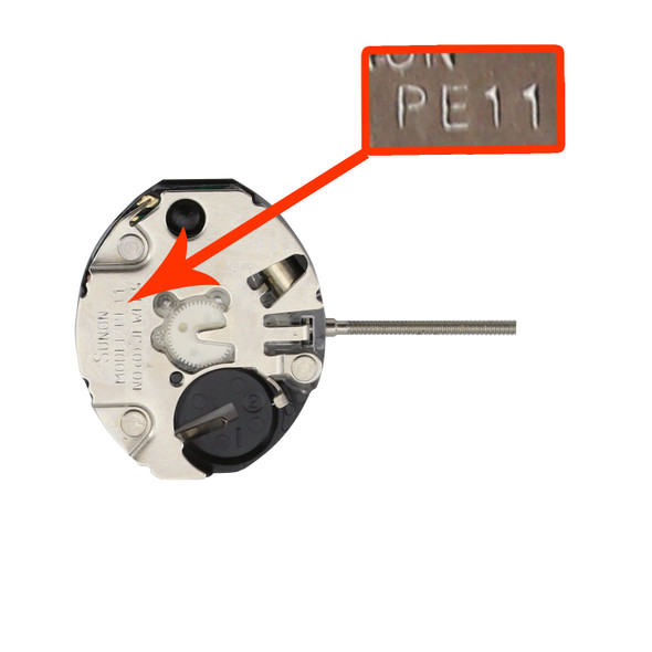 Chinese Sunon® 2 Hand Quartz Watch Movement PE11-2 Overall Height 4.4mm