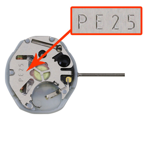 Chinese Sunon® 3 Hand Quartz Watch Movement PE25D-6 Date at 6:00 Overall Height 4.5mm
