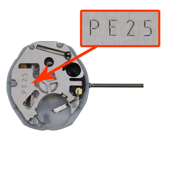 Chinese Sunon® 3 Hand Quartz Watch Movement PE26D-6 Date at 6:00 Overall Height 4.3mm
