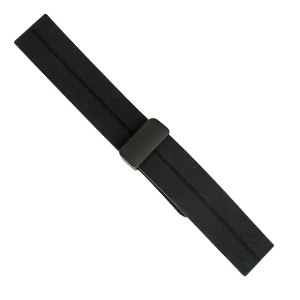 20mm Silicone Watch Band with Magnetic Clasp Black With Grey 7 5/8 Inch Length