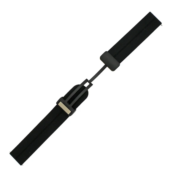 20mm Silicone Watch Band with Magnetic Clasp Black With Grey 7 5/8 Inch Length