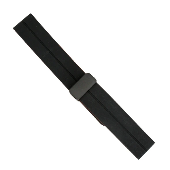 20mm Silicone Watch Band with Magnetic Clasp Black With Orange 7 5/8 Inch Length