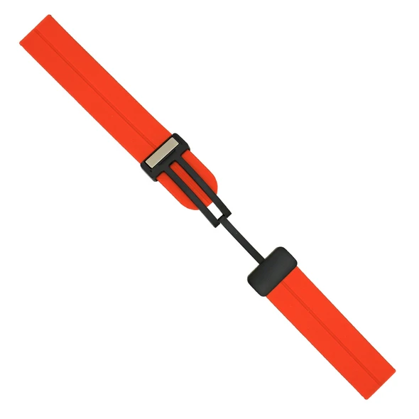20mm Silicone Watch Band with Magnetic Clasp Orange With Black 7 5/8 Inch Length