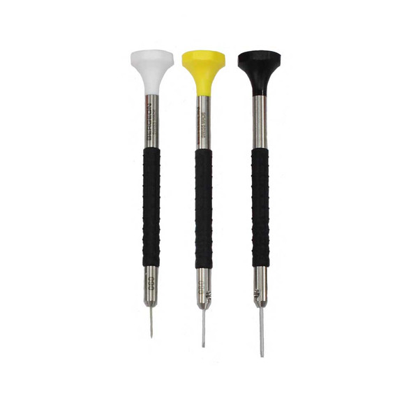 Bergeon 6899-P31 Stainless Steel 3 piece Ergonomic Screwdriver Set .6, .8, 1.0mm
