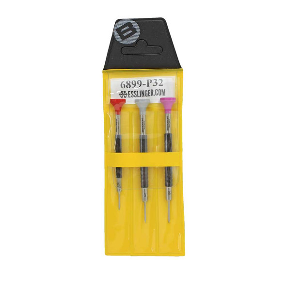 Bergeon 6899-P32 Stainless Steel 3 piece Ergonomic Screwdriver Set 1.2, 1.4, 1.6mm
