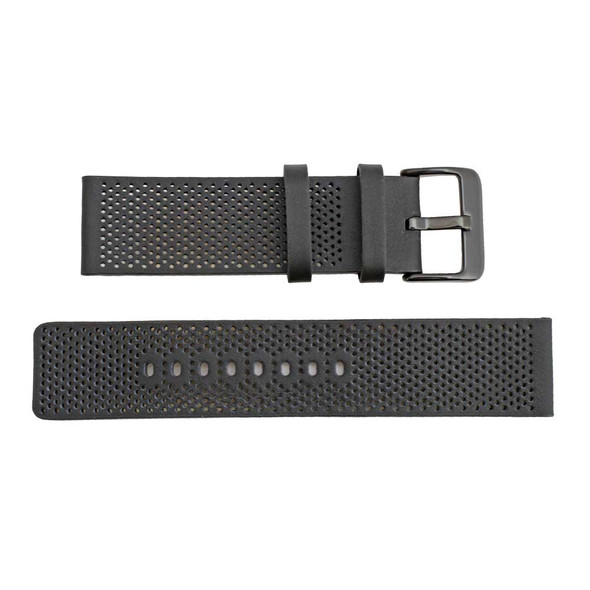 22mm Black Soft Perforated Leather Watchband 7 1/2 Inch Length