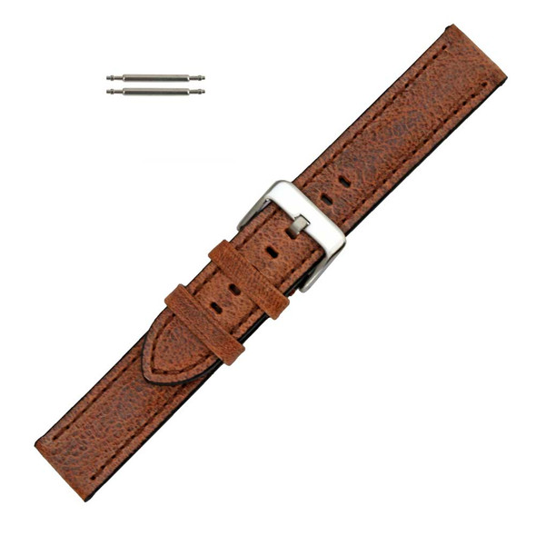Hadley Roma Brown 24mm Grizzley Grained Leather Watch Band 7 3/4 Inch Length
