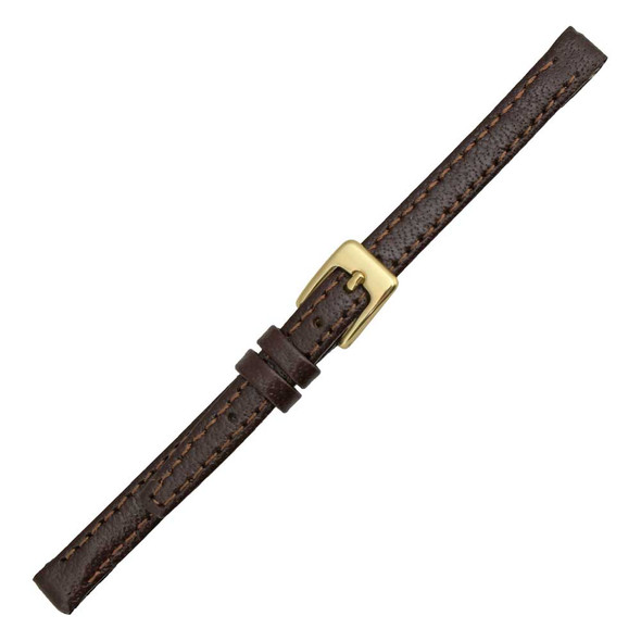 10 mm Buffalo Grain Brown Open End Clip On Leather Watch Band 6 Inch Length