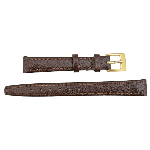 12 mm Buffalo Grain Brown Open End Clip On Leather Watch Band 6 1/2 Inch Length