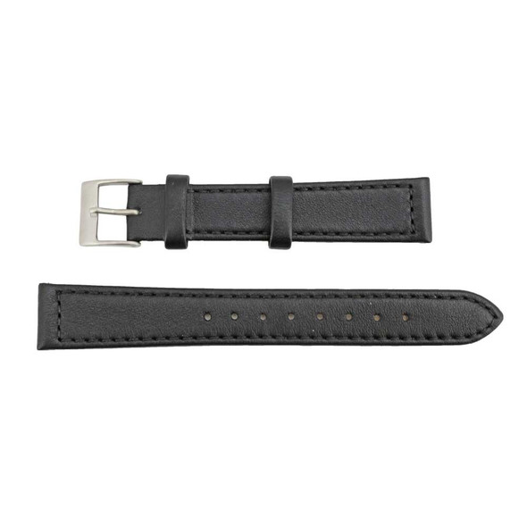 Flat Watch Band 18mm Classic Calf Black Leather 7 5/8 Inch Length