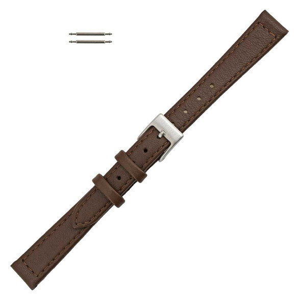 Flat Watch Band 12mm Classic Calf Brown Leather 7 Inch Length