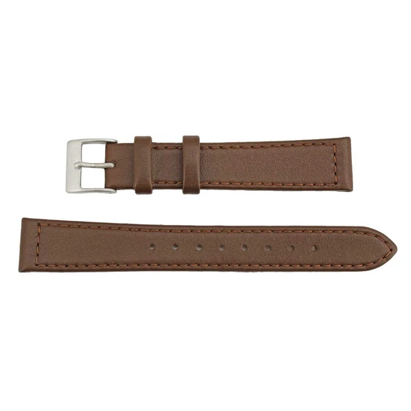 Flat Watch Band 16mm Classic Calf Brown Leather 7 3/8 Inch Length