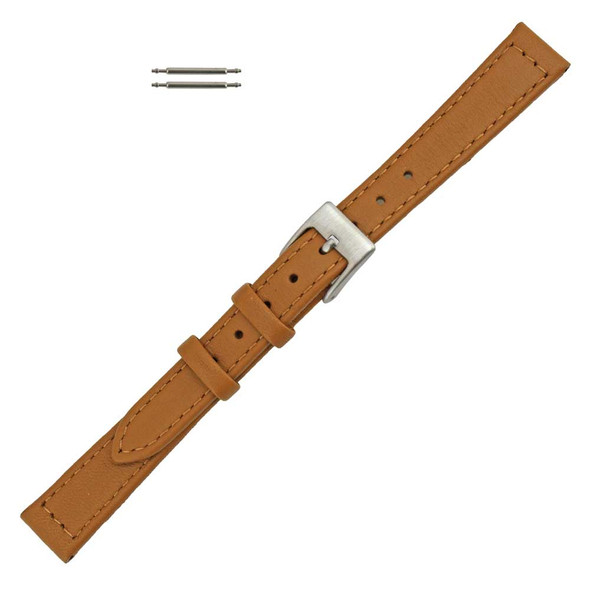 Flat Watch Band 12mm Classic Calf Tan Leather 7 Inch Length