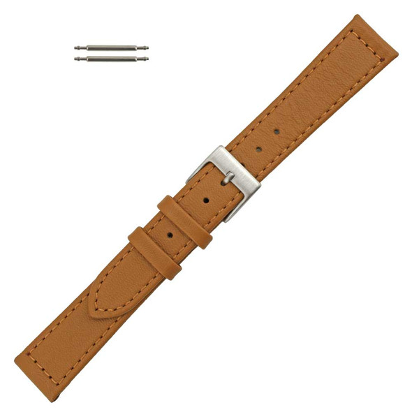 Flat Watch Band 16mm Classic Calf Tan Leather 7 3/8 Inch Length