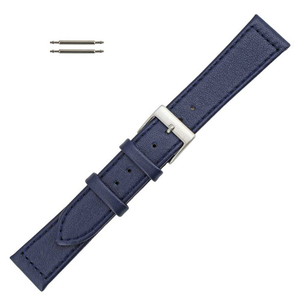 Flat Watch Band 18mm Classic Calf Navy Blue Leather 7 5/8 Inch Length