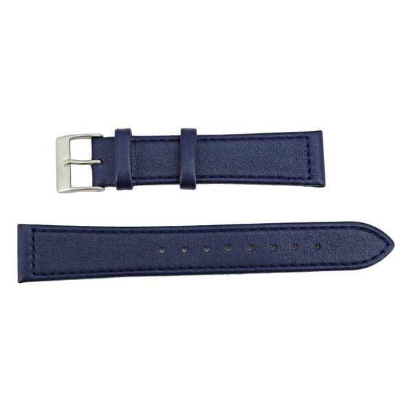 Flat Watch Band 18mm Classic Calf Navy Blue Leather 7 5/8 Inch Length