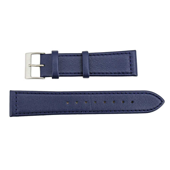 Flat Watch Band 20mm Classic Calf Navy Blue Leather 7 5/8 Inch Length