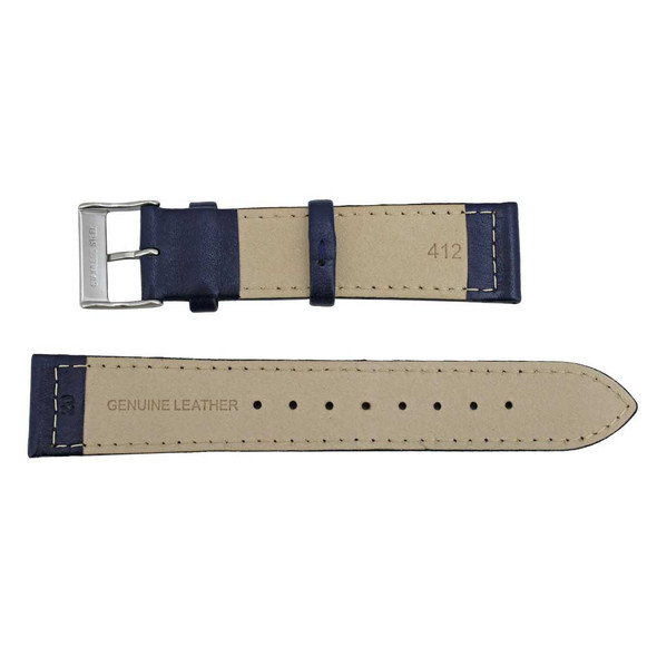 Flat Watch Band 22mm Classic Calf Navy Blue Leather 7 5/8 Inch Length