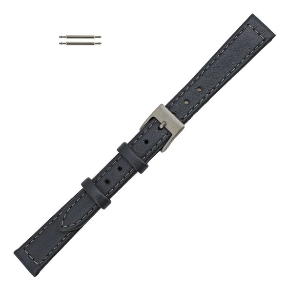Flat Watch Band 12mm Classic Calf Grey Leather 7 Inch Length